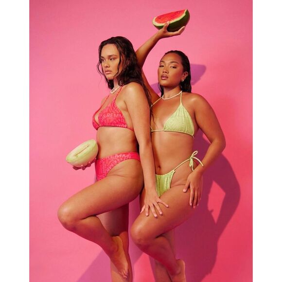 🍉 NWT Remmie by Riley Watermelon Pink Bikini Set XXL Bottom XL Bikini Top Plus - Picture 2 of 9